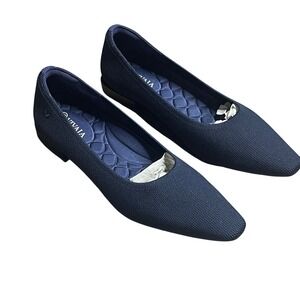 VIVAIA Pointed-Toe Knit Flats Navy Comfortable Everyday Shoes 8.5